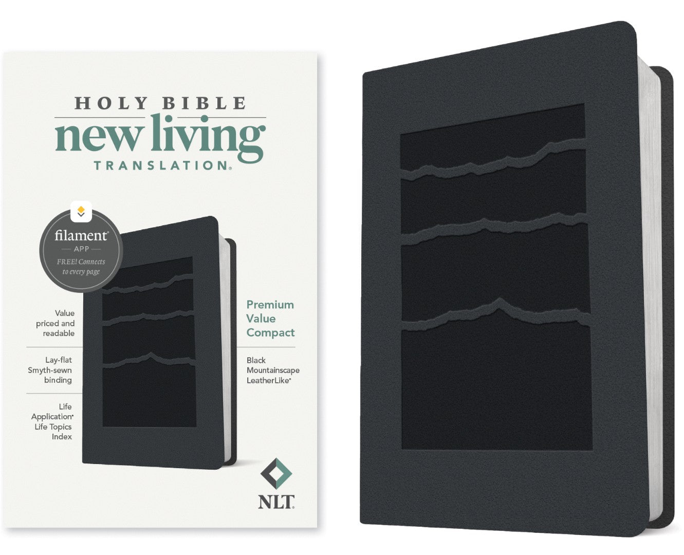 NLT Premium Value Compact Bible, Filament Edition, Black - Re-vived