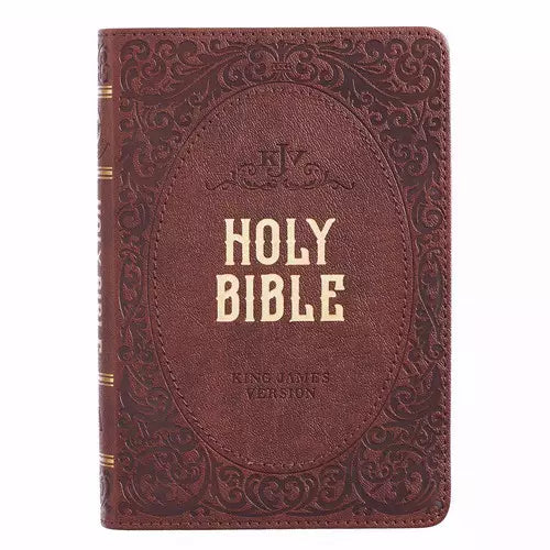KJV COMPACT BROWN ENGRAVED BORDER